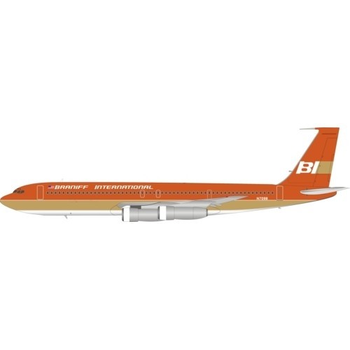 Braniff International Boeing 707-300 Orange N7098 InFlight