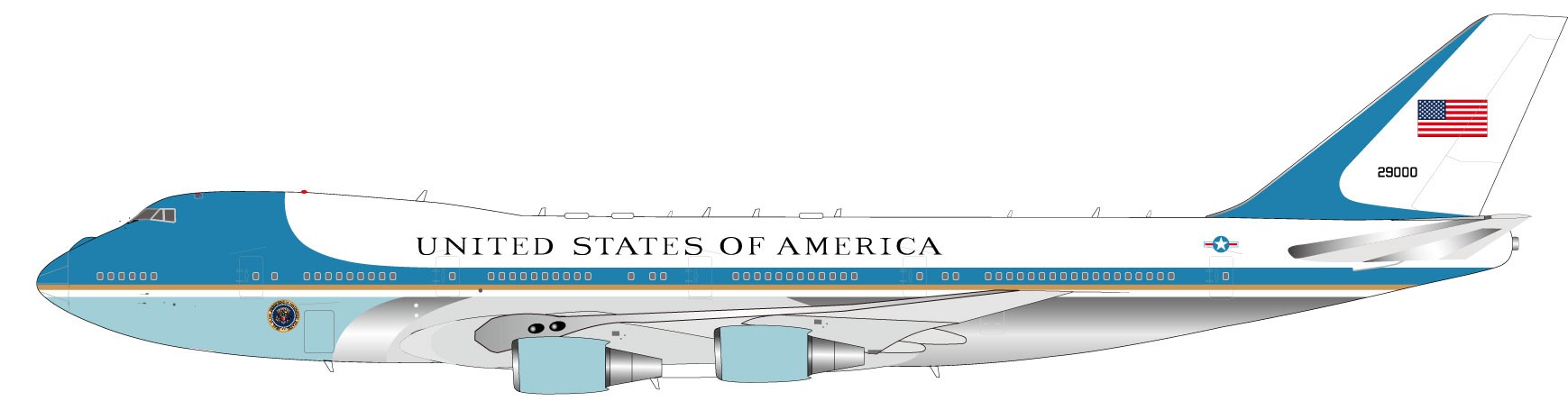 Inlfight Die-cast metal models. USAF Air Force One 747-200 VC-25A Reg ...