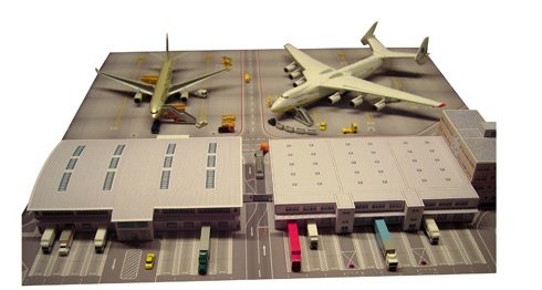 herpa SCENIX SERIES 1/500 ミニチュアモデル Herpa Scenix - Cargo Terminal Cardboard Model HE526852 ezToys