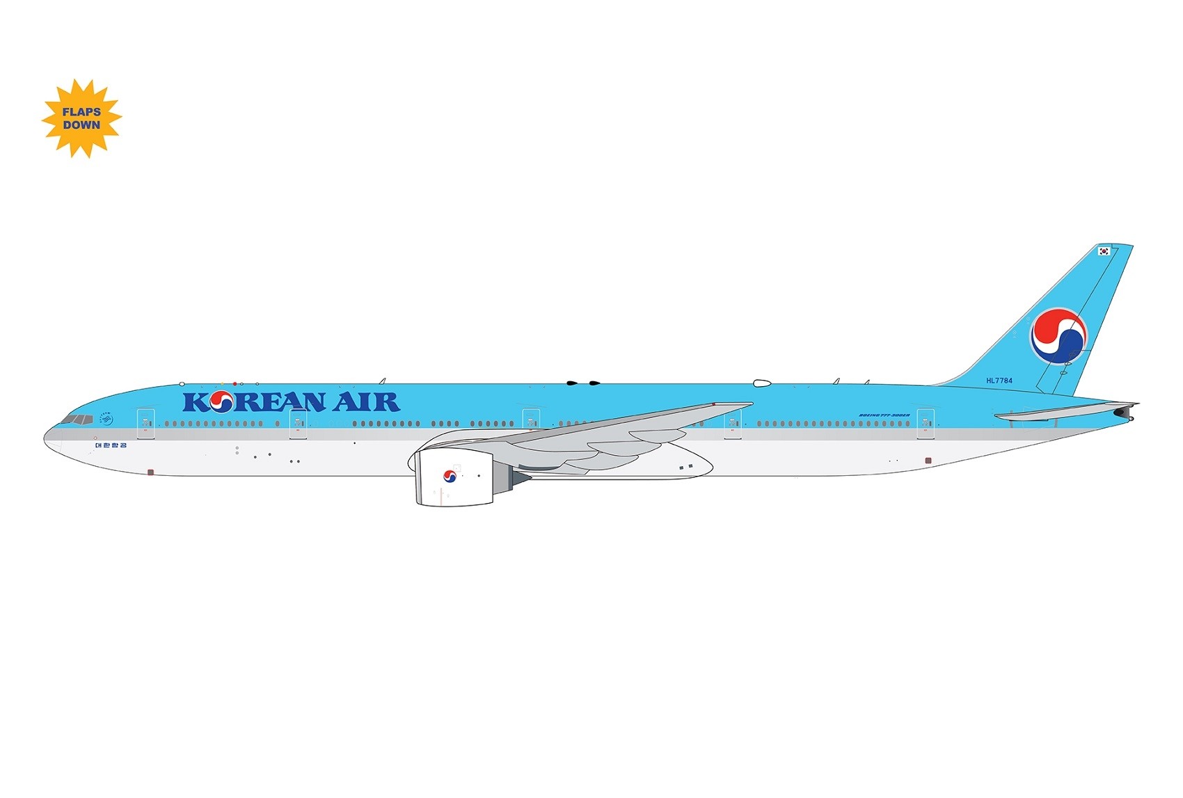 Korean Air Boeing 777-300ER HL7784 flaps and slats down Gemini