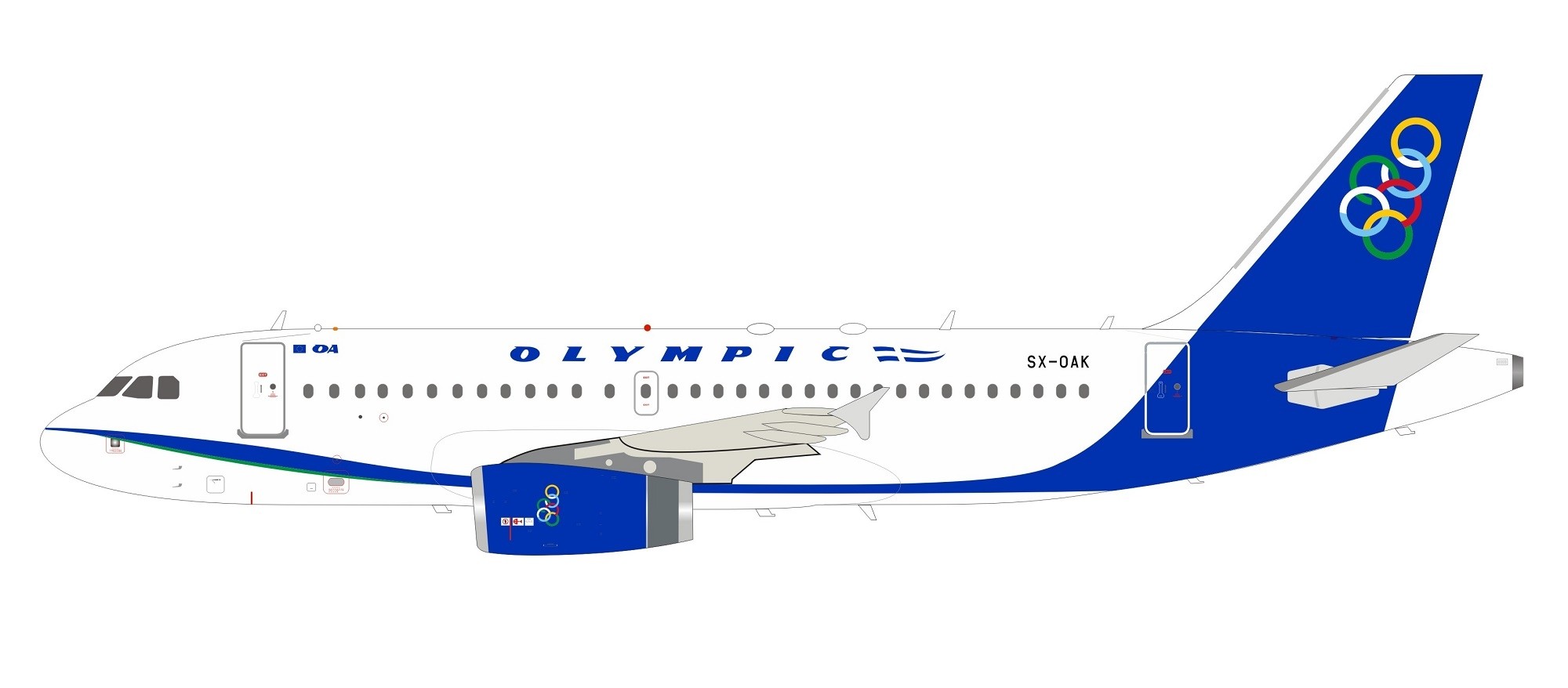 Olympic Airlines Airbus A319 100 Sx Oak With Stand Inflight