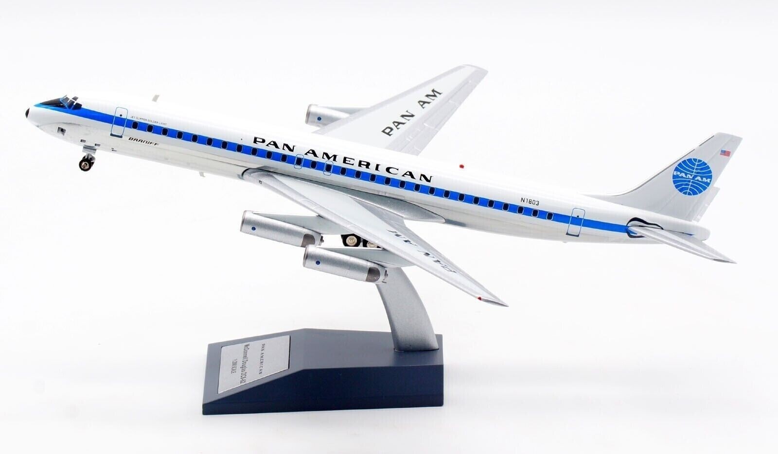 Pan Am Douglas DC-8-62 N1803 Polished With Stand IF862PA0922P InFlight  Scale 1:200 ezToys Diecast Models and Collectibles