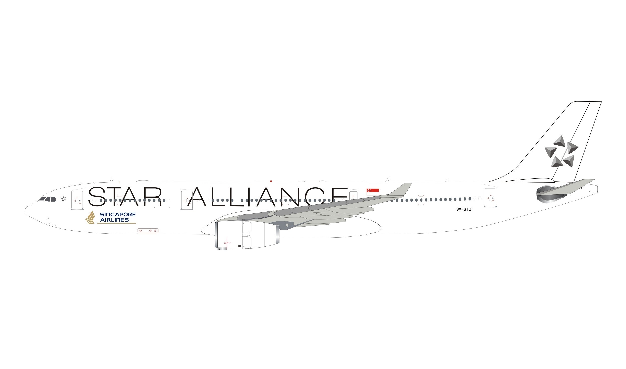 Singapore Airbus A330-343 9V-STU Star Alliance livery WB/InFlight  WB-A330-3-012 scale 1:200