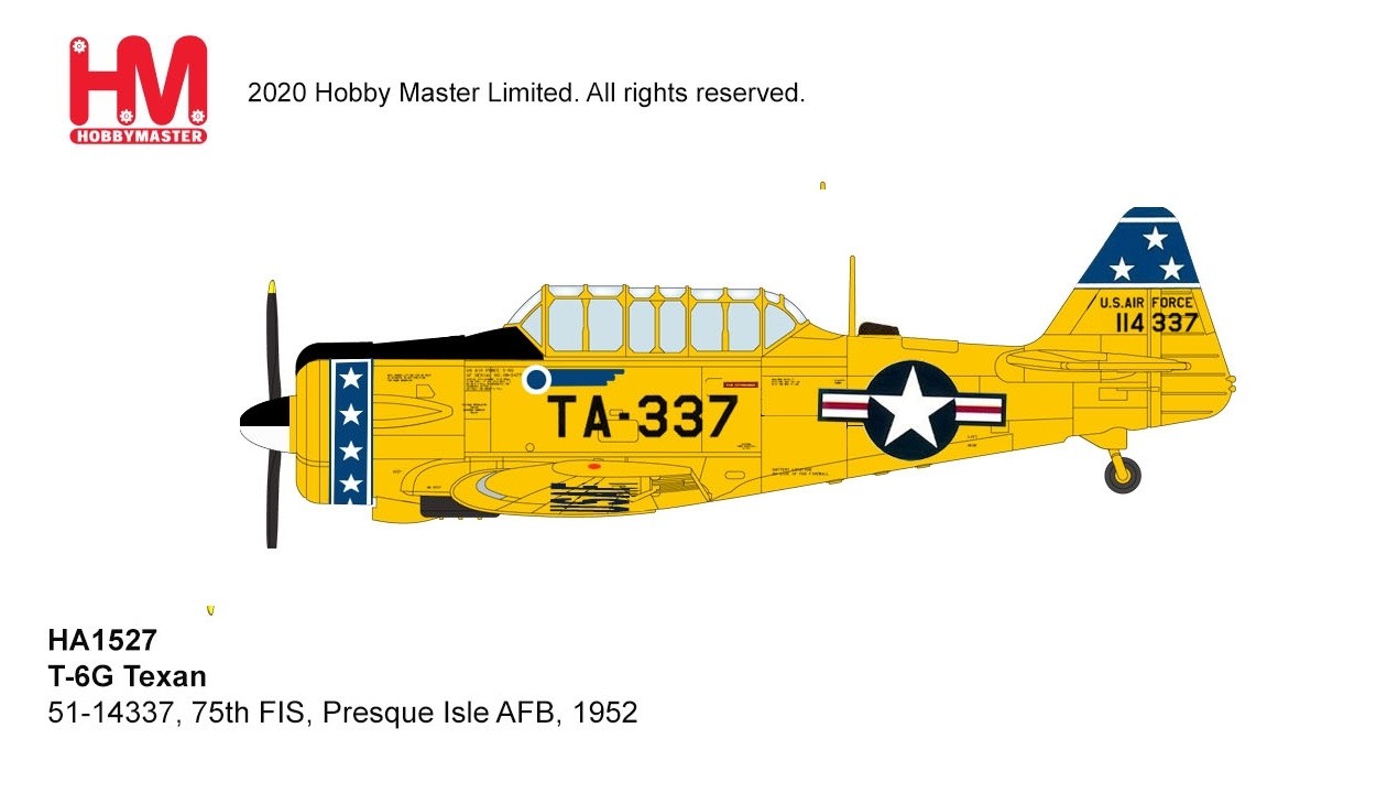 Details about   HOBBY MASTER HA1527 1/72 T-6G TEXAN 51-14337 75TH FIS PRESQUE ISLE AFB 1952