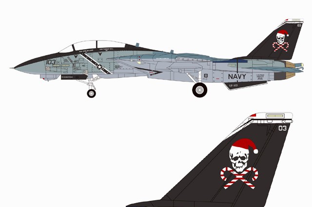 Grumman F-14B Tomcat USN VF-103 Jolly Rogers Santa Cat 001613 1:72