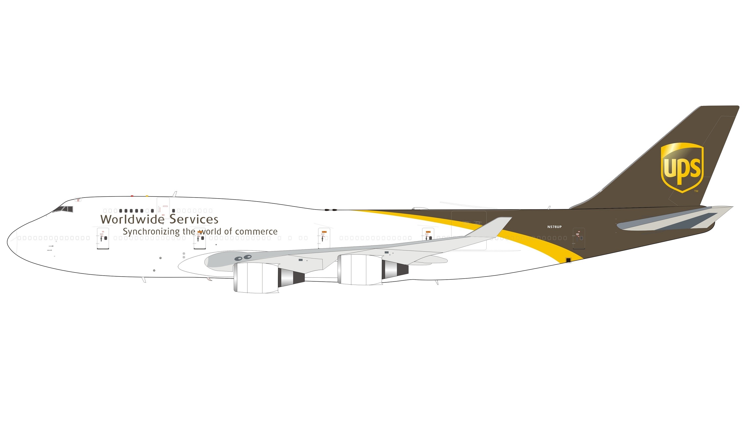 UPS BOEING 747-400 Commerce Airplane Plane Diecast Airfreighter Metal Model 