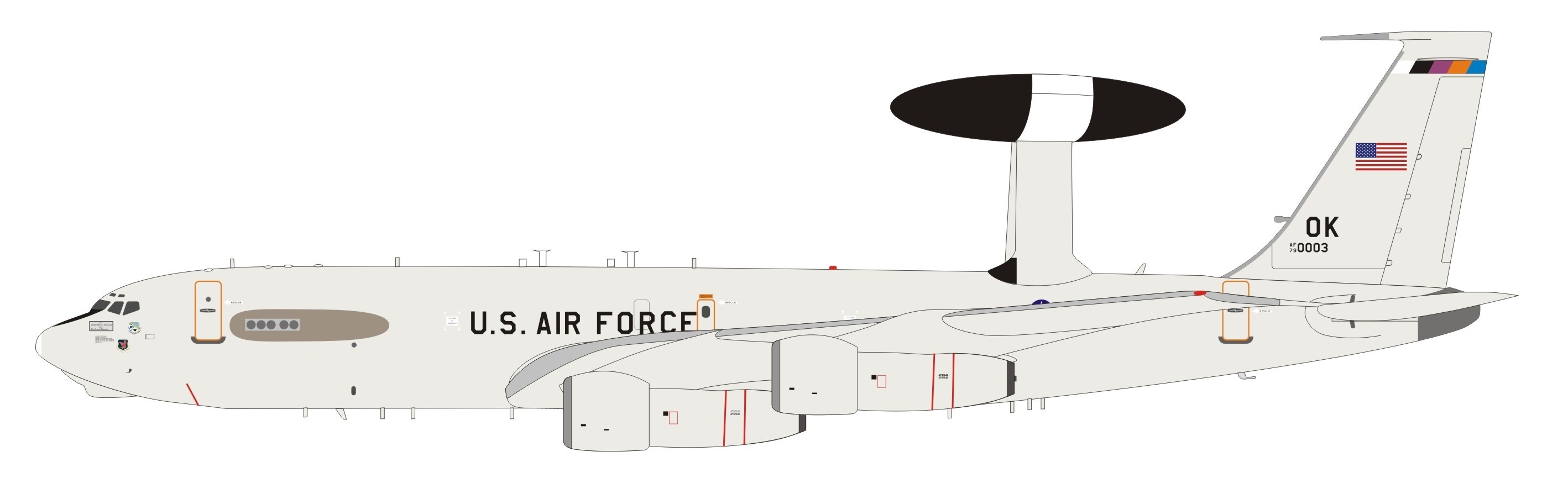 US Air Force E-3A Sentry (B707-300) 79-0003 Inflight IFE31217