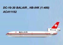 Sale! Balair Douglas DC-10-30 Black Marking HB-IHK  AeroClassics AC411152 Die-Cast Scale 1:400