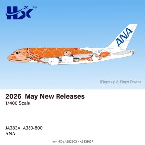 ANA Airbus A380 Flying Honu-Lani Orange Turtle Flaps Down Reg: JA383A A582303F HX Models 1:400