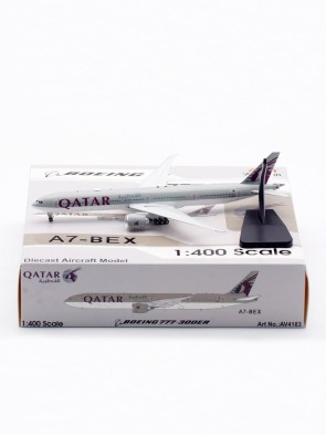 Qatar Airways Boeing 777-3DZER A7-BEX AV4183 with stand Aviation400 scale 1:400