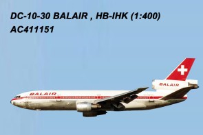 Balair Douglas DC-10-30  Red Marking HB-IHK  AeroClassics AC411151 Die-Cast Scale 1:400