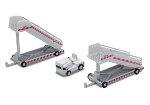 TWA historic airlines passenger stairs(2) set of two with tractor (1) Herpa Wings accessories 573122 scale 1:200