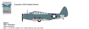 TBD-1 Devastator “Battle of Midway” black 1, Lt Cdr EE Lindsey, VT-6, USS Enterprise, 4th June 1942 SM8012 SkyMax scale 1:72