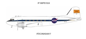 NASA Douglas C-47H Skytrain N817NA with stand IFDC3NASA817 Inflight200 Scale 1:200