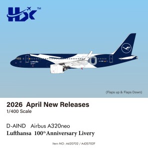 Lufthansa Airbus A320NEO Flaps Down 100 Years Reg: D-AIND HXA420702F HX Models 1:400