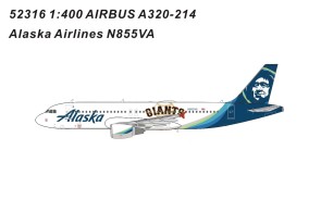 Alaska Airbus A320-214 N855VA Giants SF Die-Cast Panda Models 52316 Scale 1:400