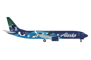 Alaska Orcas Boeing 737Max9 N932AK West Coast Wonders Die-Cast Herpa Wings 536820 Scale 1:500
