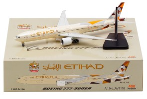 Etihad Airways Boeing 777-3FXER A6-ETH with stand Aviation400 AV4116 scale 1:400