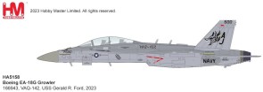 US Navy EA-18G Growler  VAQ-124, USS Gerald R. Ford, 2023, (with 2 x Next Generation Jammer (NGJ) HA5158 Hobby Master Scale 1:72