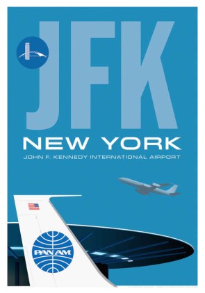 JFK Poster John F Kennedy New York Pan Am Boeing 707 Airport World Port Saucer JA022