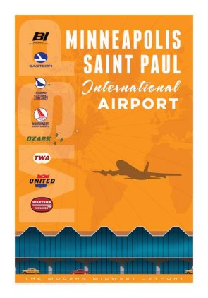MSP Minneapolis-Saint Paul International AirportJet Age Retro Poster 14x20 by Chris Bidlack JA034