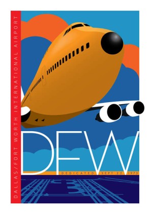 DFW Dalas Fort Worth Poster International Airport  Poster by Chris Bidlack Braniff 747 JA045