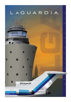 LGA LaGuardiaAirport Jet Age Poster Eastern Boeing 727 14x20 by Chris Bidlack JA051