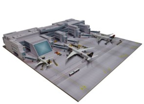 Munich Airport Central plaza with 15.7 x 15.7 Inch Plate Herpa 530293 1-500 scale