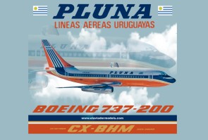 Pluna Boeing 737-200 Lineas Aereas Uruguayas CX-BHM El Aviador/InFlight With Stand EAVBHM Scale 1:200