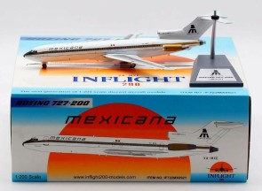 Mexicana Boeing 727-200 XA-MXE gold stripe with stand InFlight IF722MX0921 scale 1:200