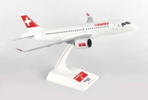 New CS100 Bombardier Swiss With Stand Skymarks SKR869 Scale 1:100 
