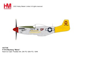 USA P-51D Mustang “Marie” Flown by Capt. Freddie Ohr 2nd FS 52nd FG 1944 Hobby Master HA7746 Scale 1:48